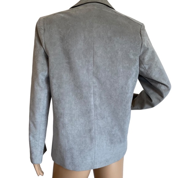 VINTAGE GINO ROSSI FOR WILSON GRAY SILVER ULTRA SUEDE BLAZER JACKET  SZ 8 - Picture 2 of 16